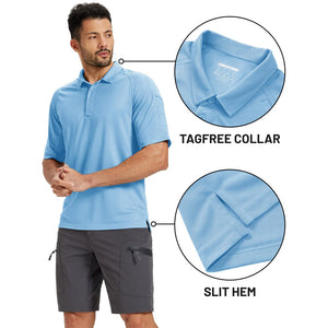 TACVASEN Sky Blue UPF 50+ Performance Tactical Polo Shirt