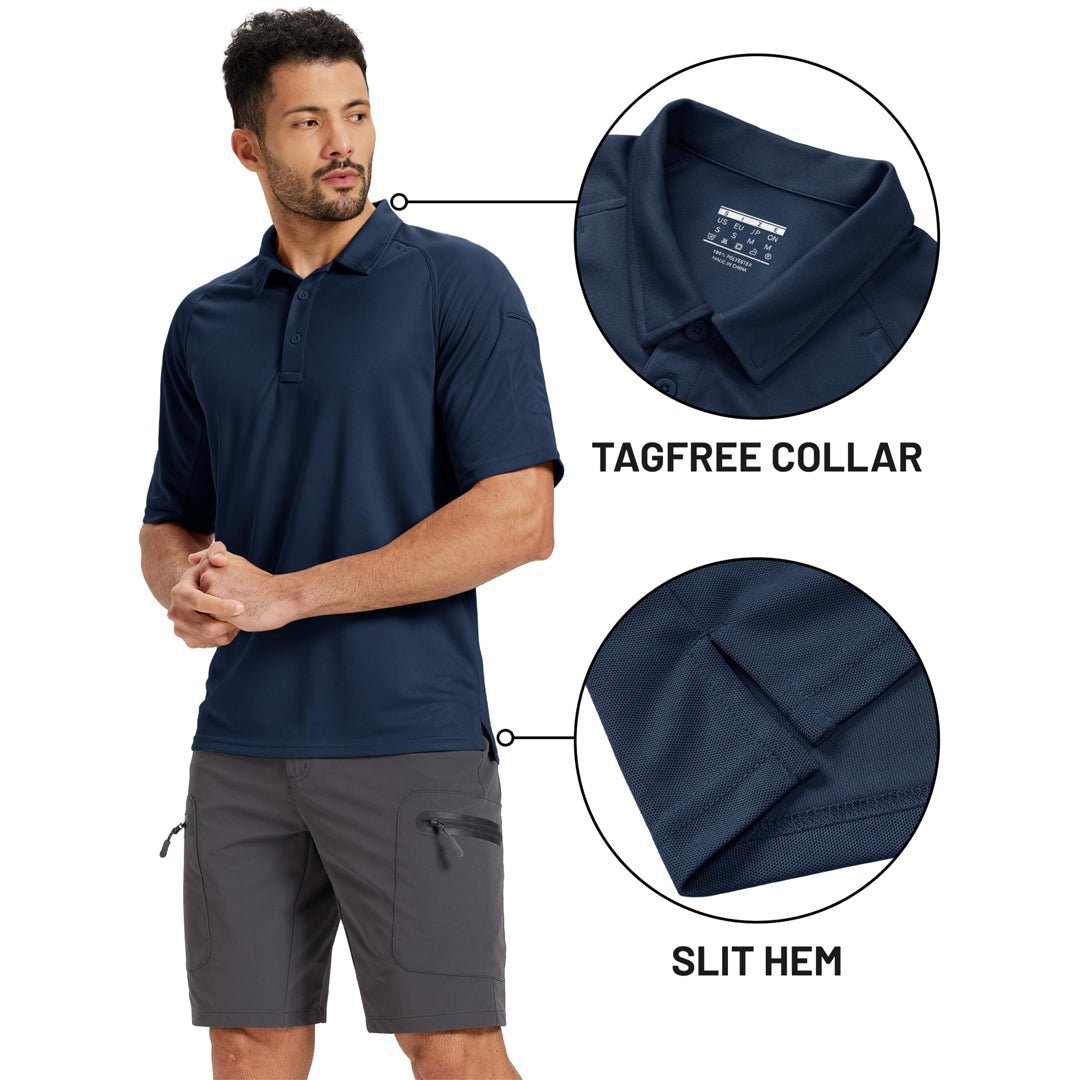 TACVASEN Navy UPF 50+ Performance Tactical Polo Shirt