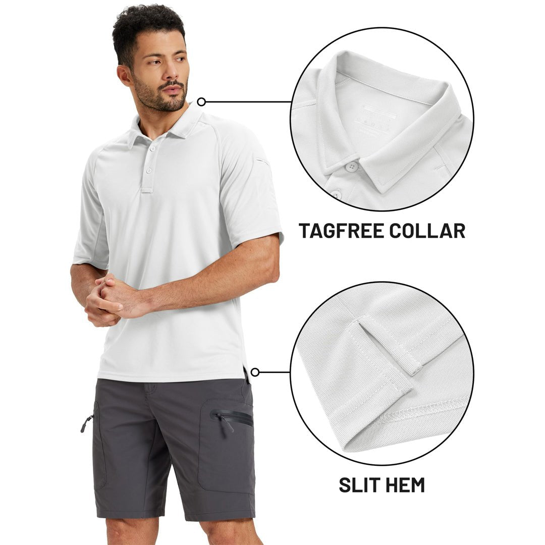 TACVASEN White UPF 50+ Performance Tactical Polo Shirt