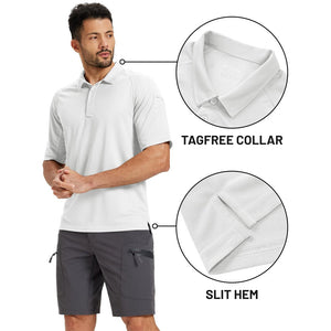 TACVASEN White UPF 50+ Performance Tactical Polo Shirt