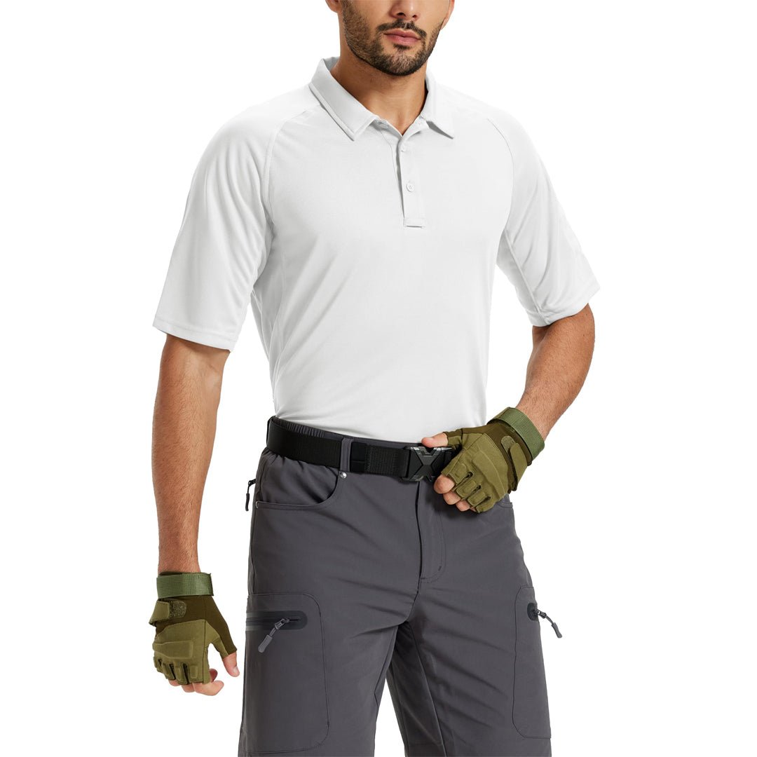 TACVASEN White UPF 50+ Performance Tactical Polo Shirt