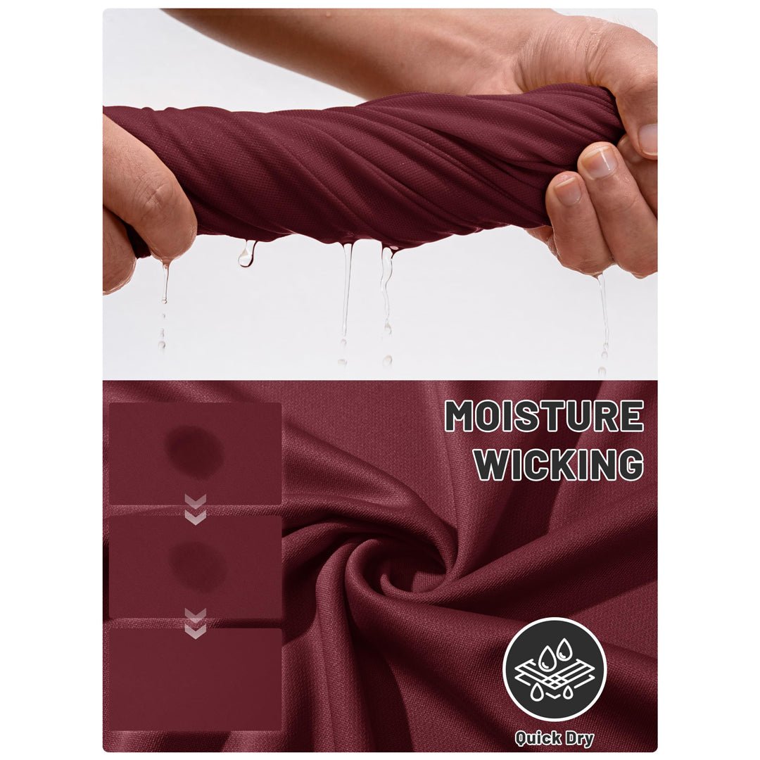 TACVASEN Wine Red UPF 50+ Performance Tactical Polo Shirt
