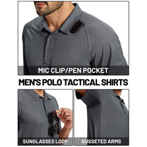 TACVASEN Dark Gray UPF 50+ Performance Tactical Polo Shirt