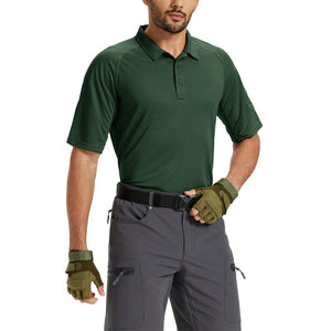 TACVASEN Dark Green UPF 50+ Performance Tactical Polo Shirt