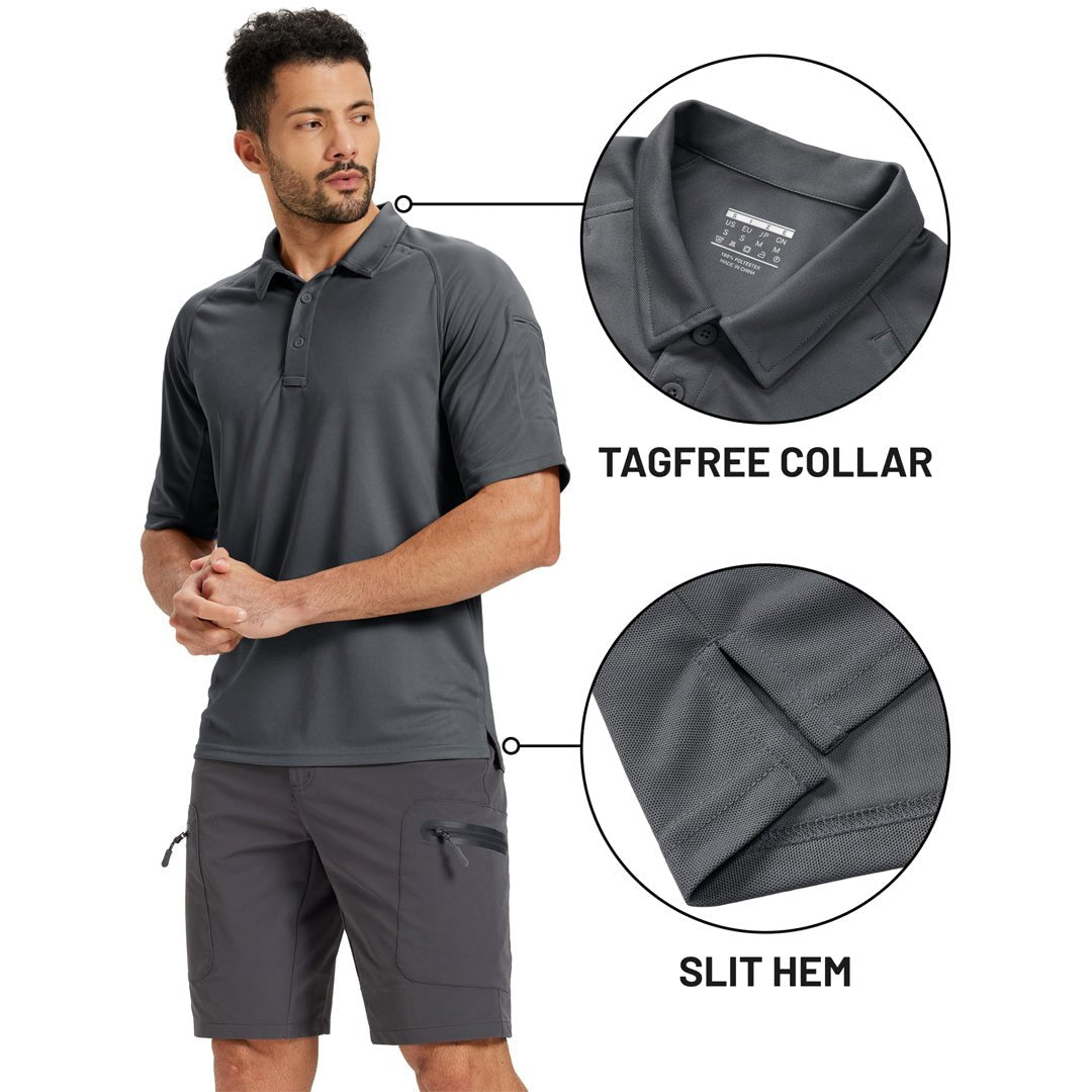 TACVASEN Dark Gray UPF 50+ Performance Tactical Polo Shirt