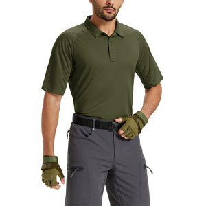 TACVASEN Army Green UPF 50+ Performance Tactical Polo Shirt