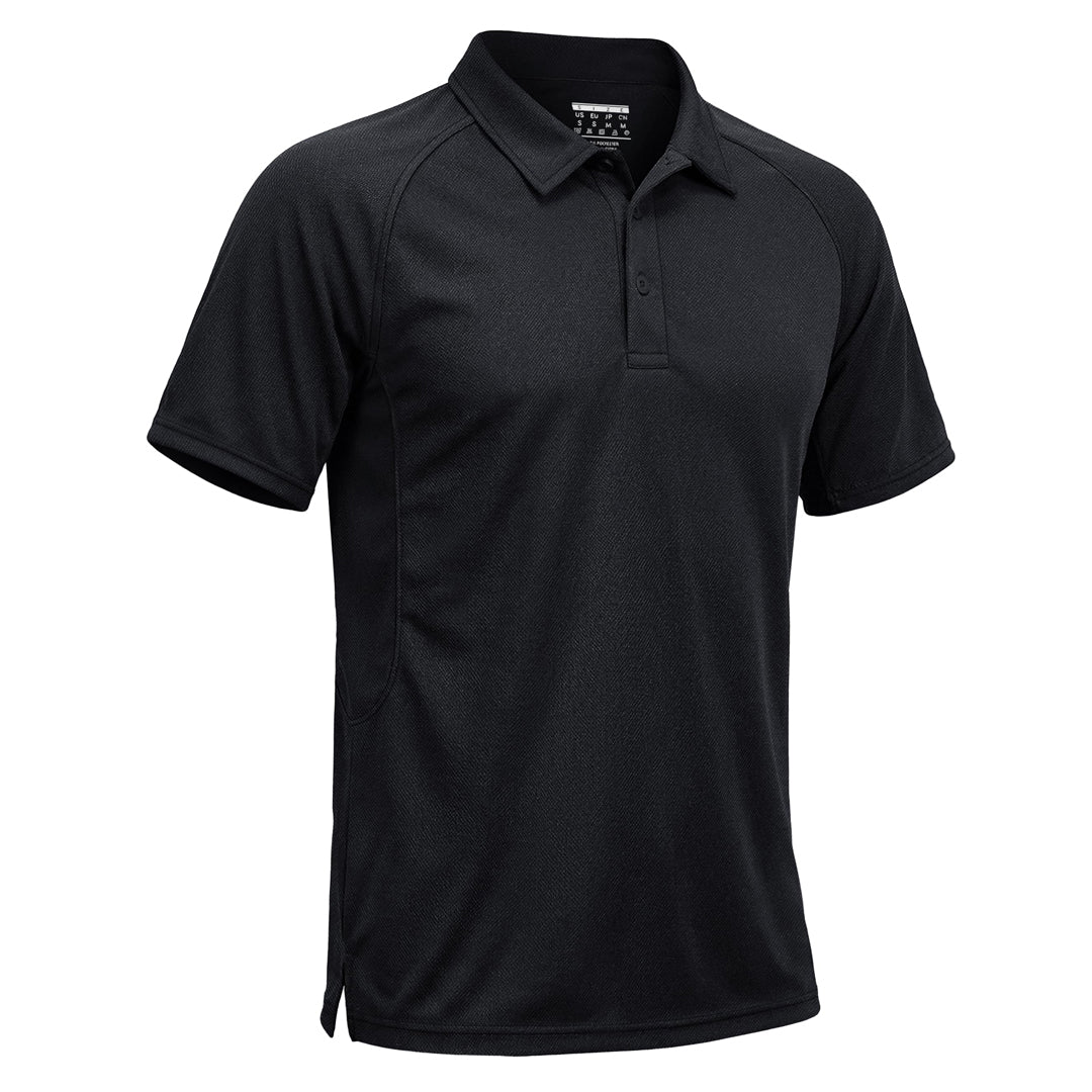 TACVASEN Black UPF 50+ Performance Tactical Polo Shirt