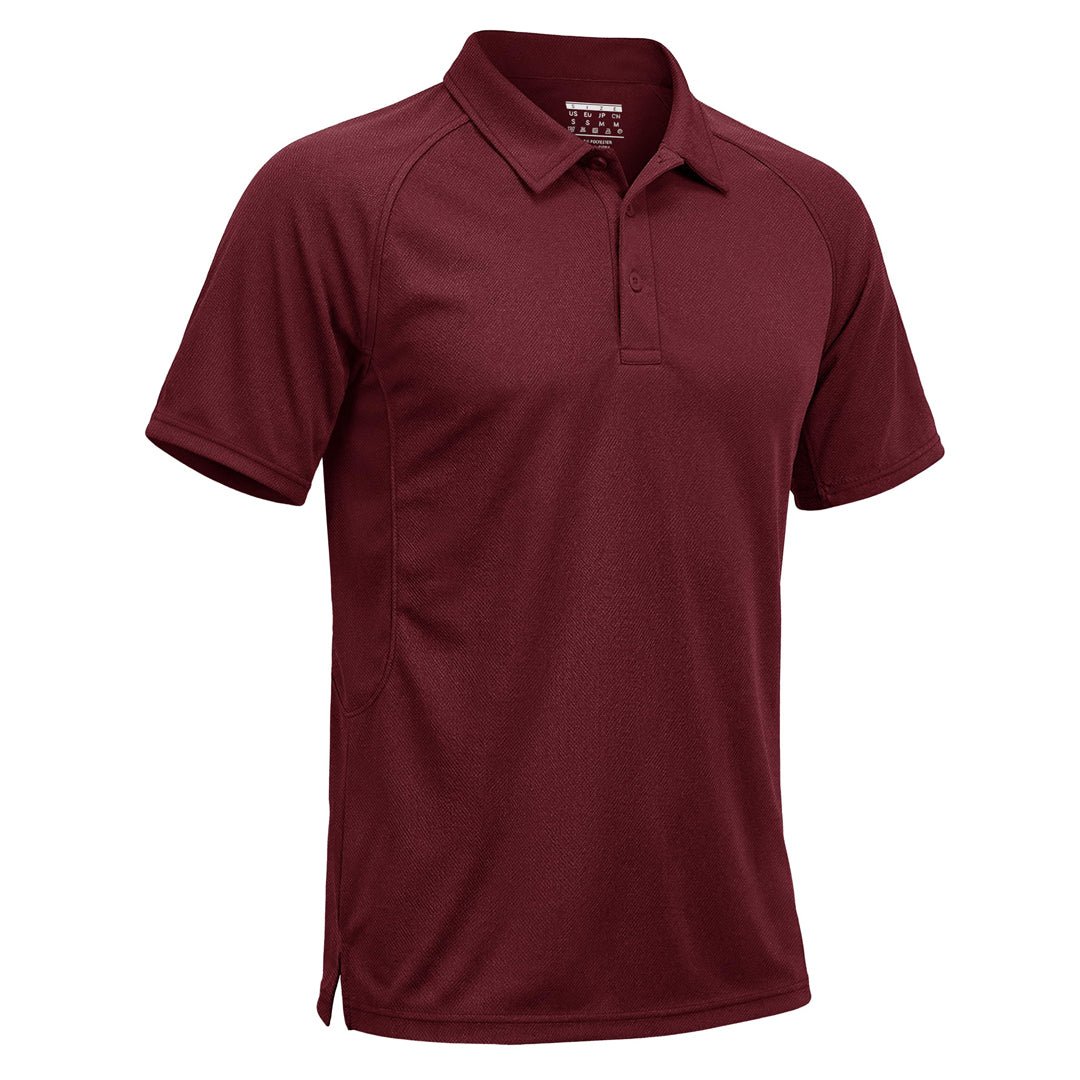 TACVASEN Wine Red UPF 50+ Performance Tactical Polo Shirt