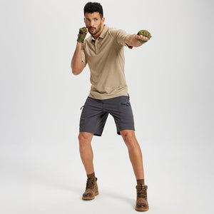 TACVASEN Khaki UPF 50+ Performance Tactical Polo Shirt