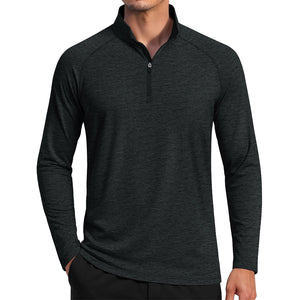 TACVASEN Black UPF 50+ Quarter Zip Long Sleeve Shirt