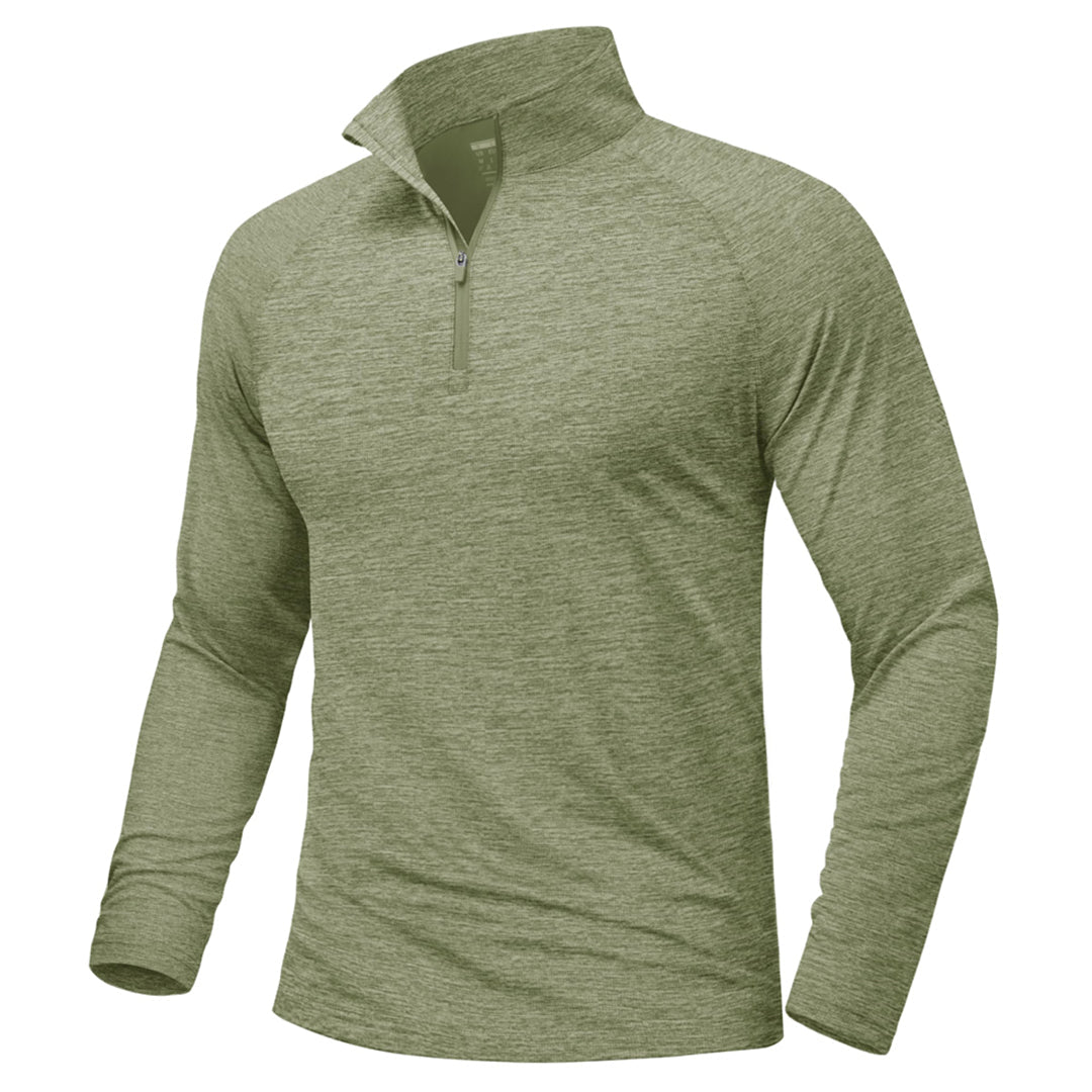 TACVASEN Green UPF 50+ Quarter Zip Long Sleeve Shirt