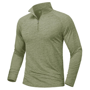TACVASEN Green UPF 50+ Quarter Zip Long Sleeve Shirt