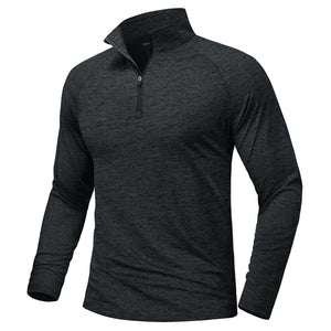 TACVASEN Black UPF 50+ Quarter Zip Long Sleeve Shirt