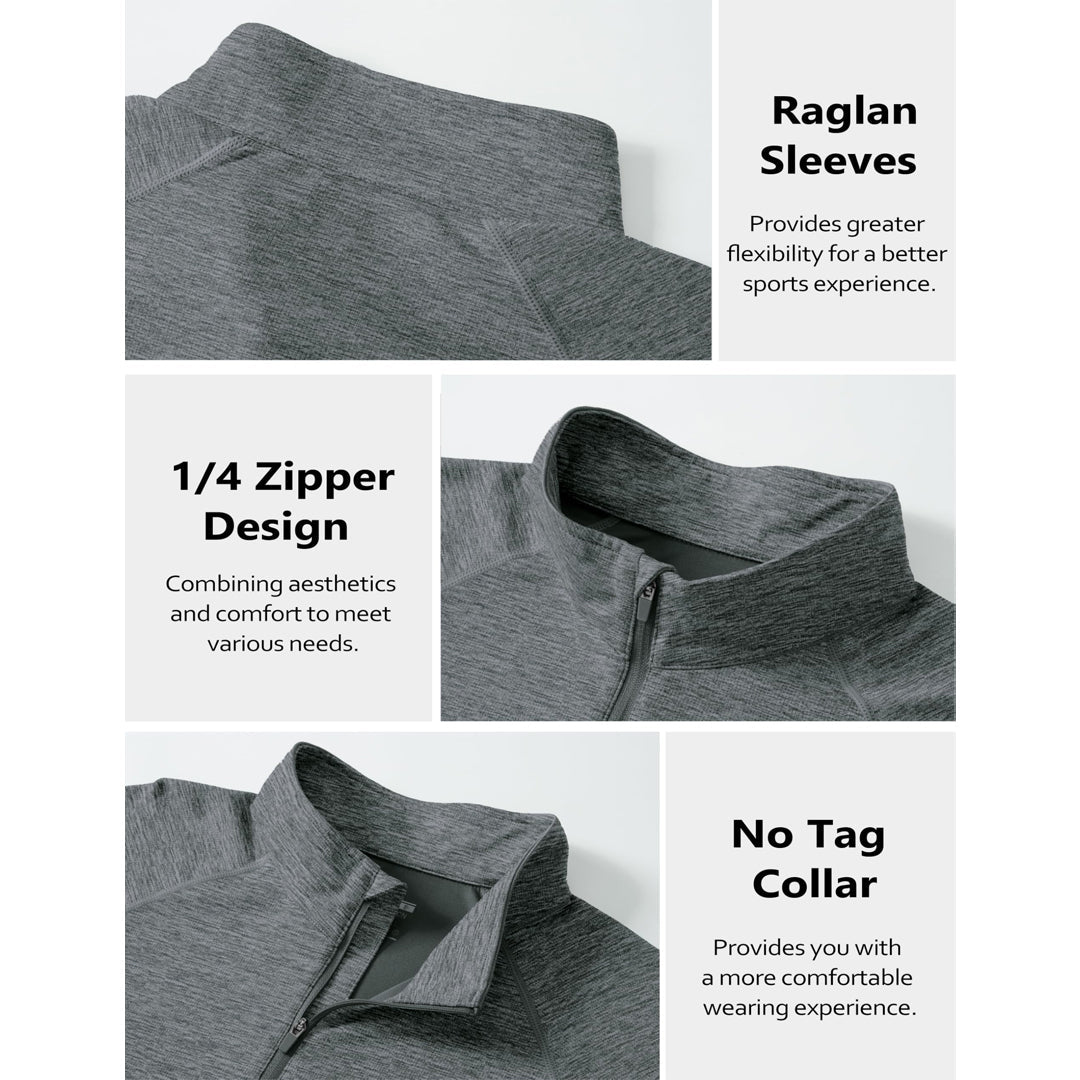 TACVASEN Dark Grey UPF 50+ Quarter Zip Long Sleeve Shirt