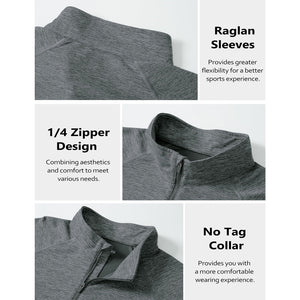 TACVASEN Dark Grey UPF 50+ Quarter Zip Long Sleeve Shirt