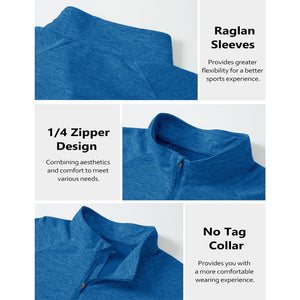 TACVASEN Sea Blue UPF 50+ Quarter Zip Long Sleeve Shirt