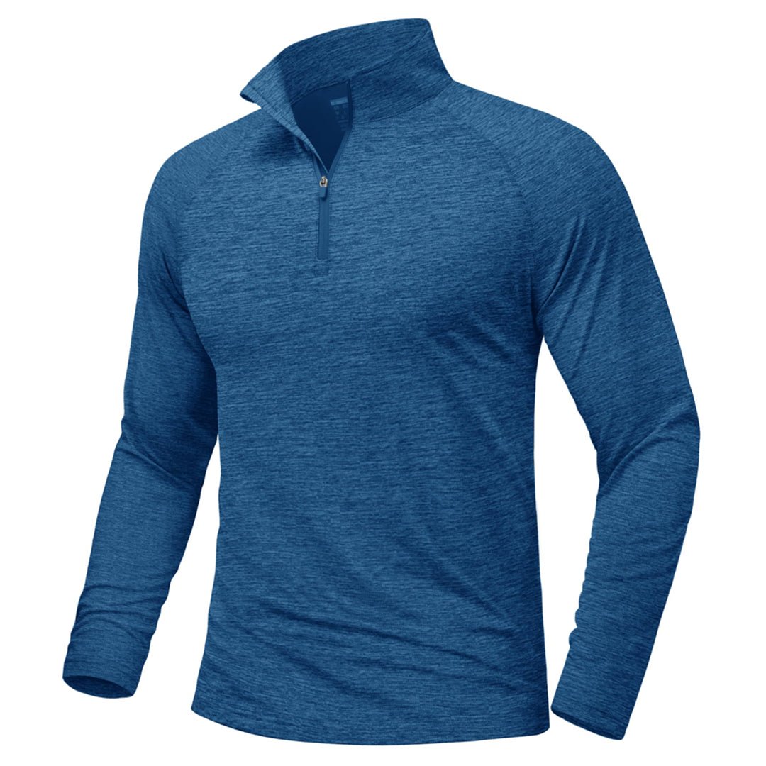 TACVASEN Medium Blue UPF 50+ Quarter Zip Long Sleeve Shirt
