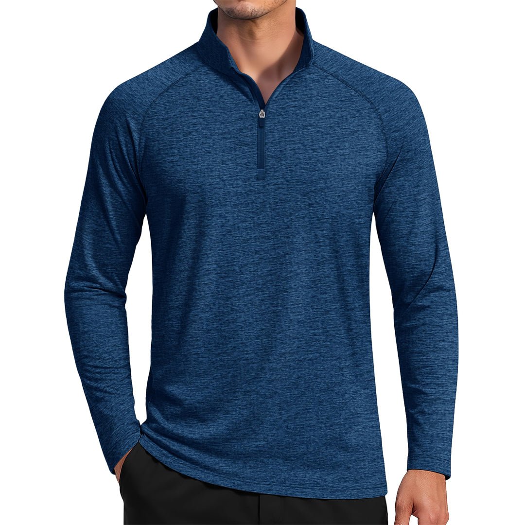 TACVASEN Dark Blue UPF 50+ Quarter Zip Long Sleeve Shirt
