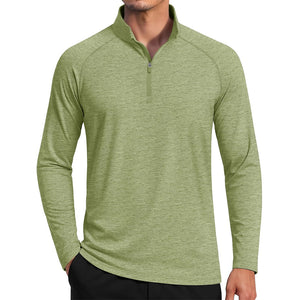 TACVASEN Green UPF 50+ Quarter Zip Long Sleeve Shirt