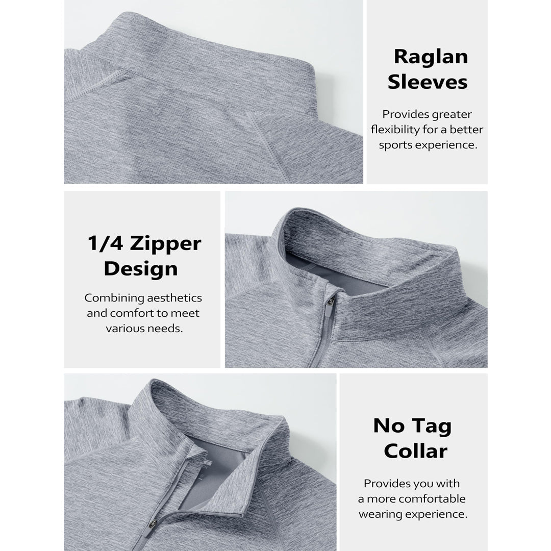 TACVASEN Light Grey UPF 50+ Quarter Zip Long Sleeve Shirt