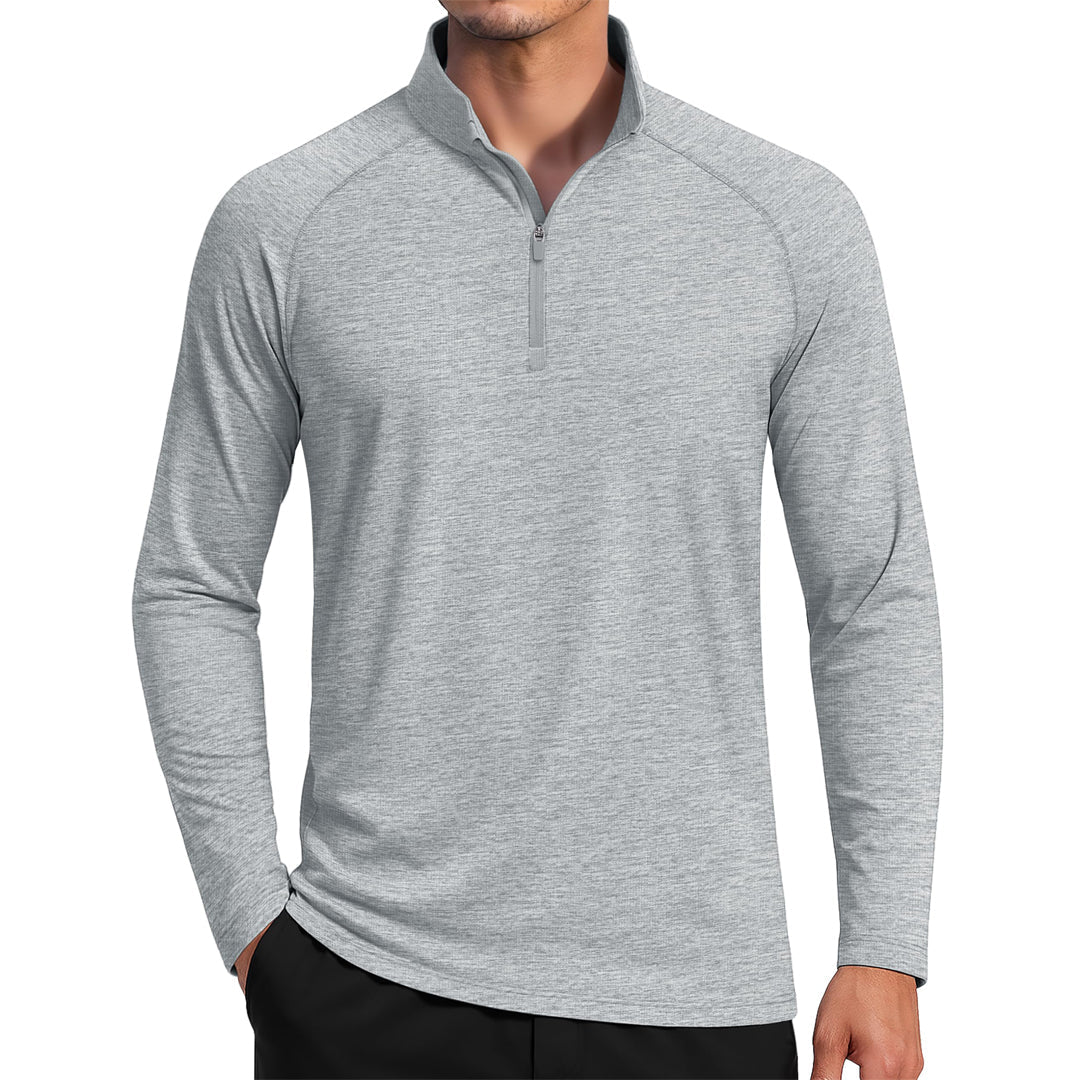TACVASEN Light Grey UPF 50+ Quarter Zip Long Sleeve Shirt