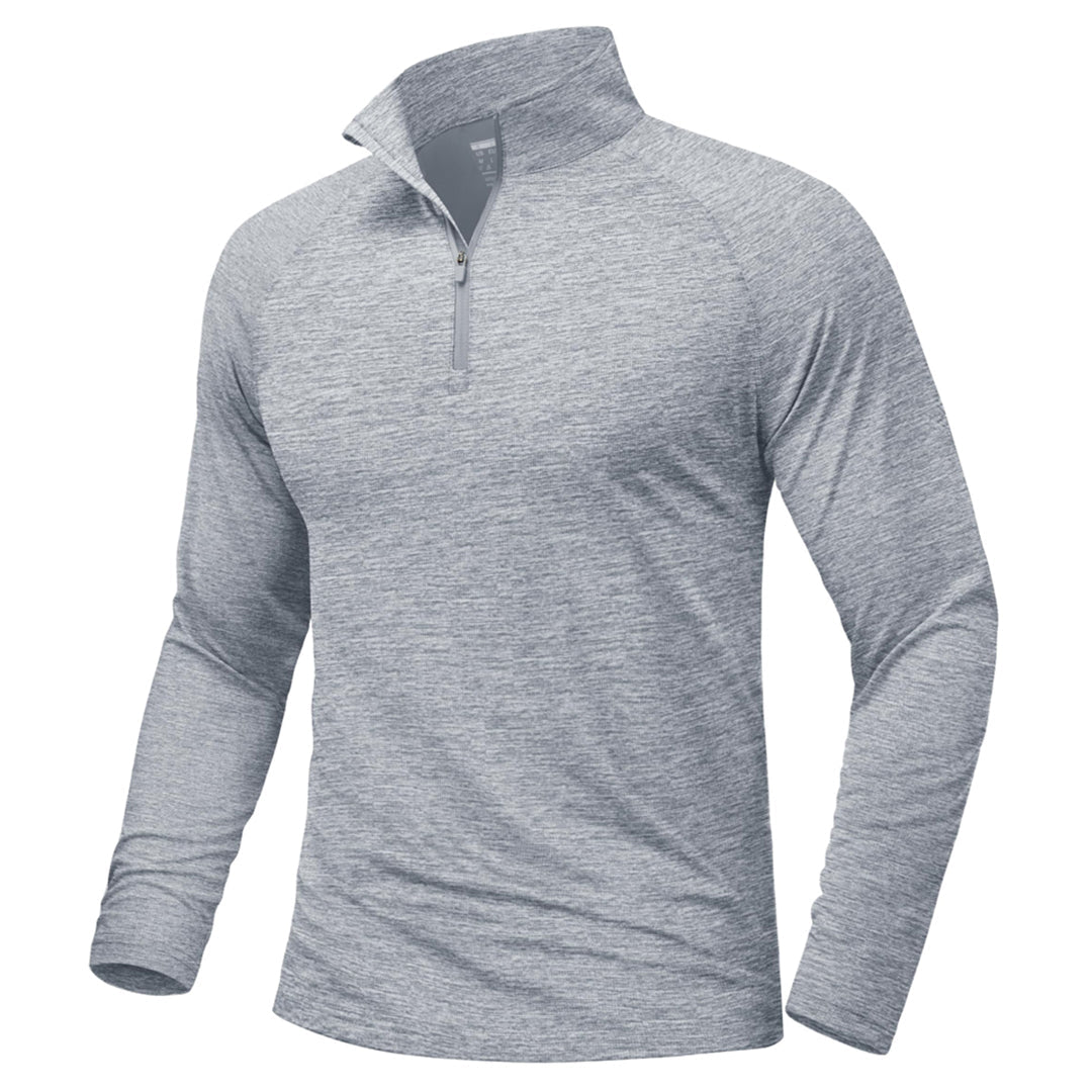 TACVASEN Light Grey UPF 50+ Quarter Zip Long Sleeve Shirt