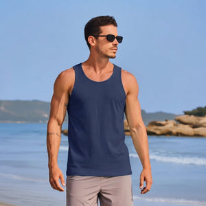 TACVASEN Navy Men's UPF 50+ Quick Dry Workout & Gym Tank Top