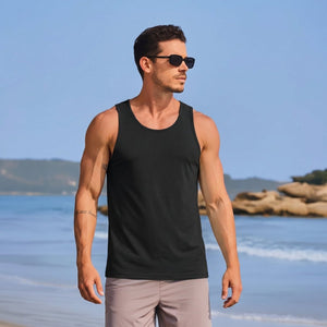 TACVASEN Black Men's UPF 50+ Quick Dry Workout & Gym Tank Top