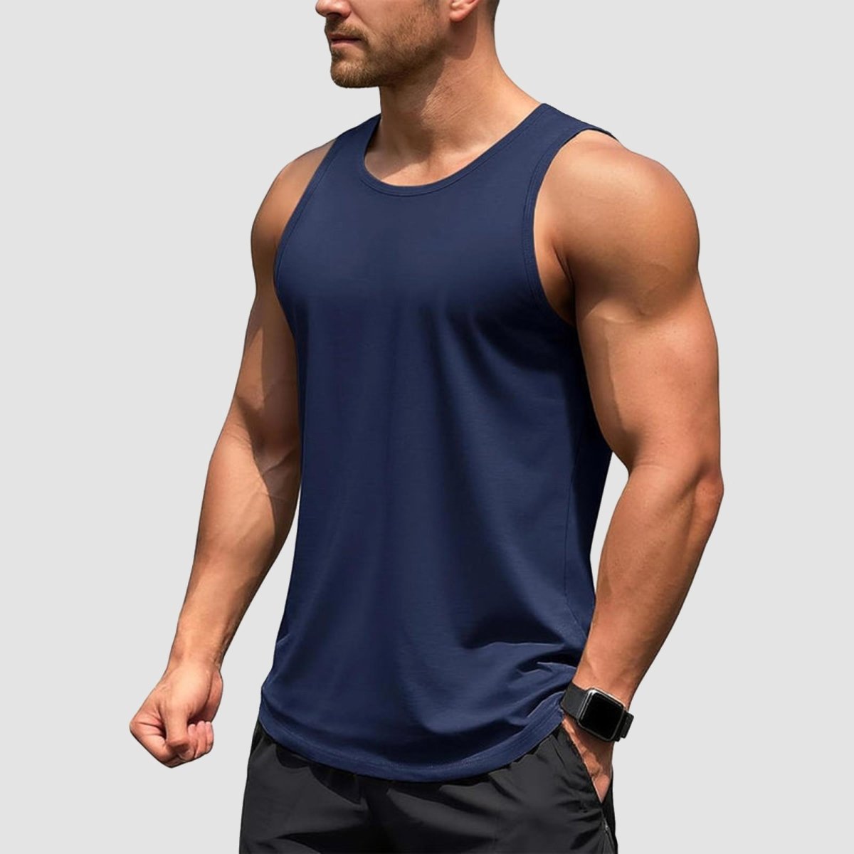 TACVASEN Navy Men's UPF 50+ Quick Dry Workout & Gym Tank Top