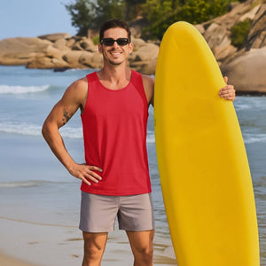 TACVASEN Red Men's UPF 50+ Quick Dry Workout & Gym Tank Top