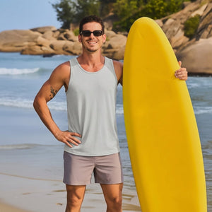 TACVASEN Light Gray Men's UPF 50+ Quick Dry Workout & Gym Tank Top