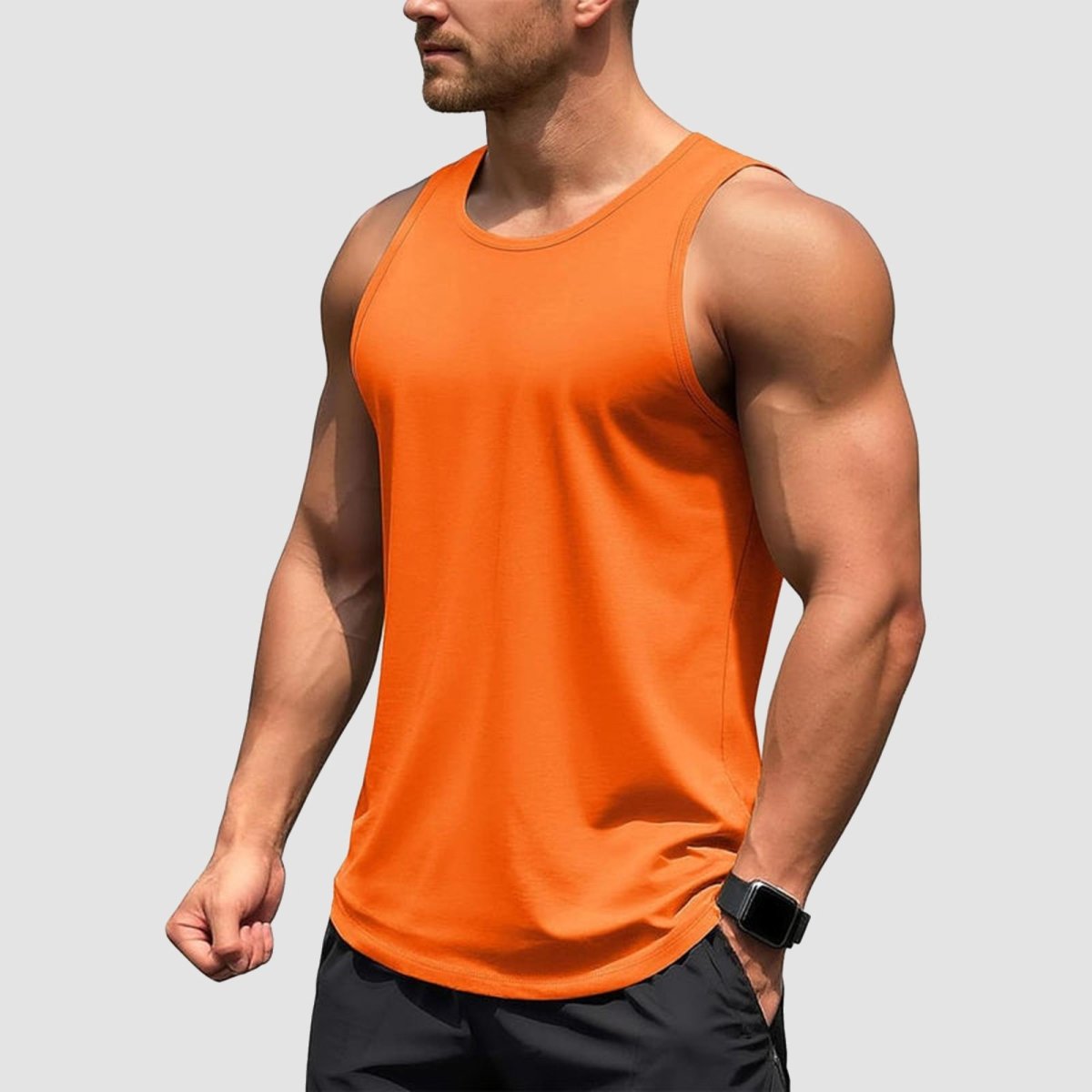 TACVASEN Orange Men's UPF 50+ Quick Dry Workout & Gym Tank Top