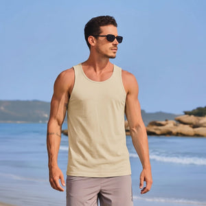 TACVASEN Light Apricot Men's UPF 50+ Quick Dry Workout & Gym Tank Top