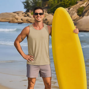 TACVASEN Light Khaki Men's UPF 50+ Quick Dry Workout & Gym Tank Top