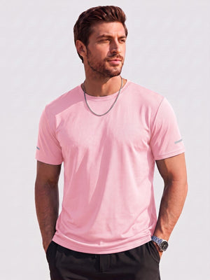 TACVASEN Light Pink Men's UPF 50+ Quick-Drying Functional Sports Shirt