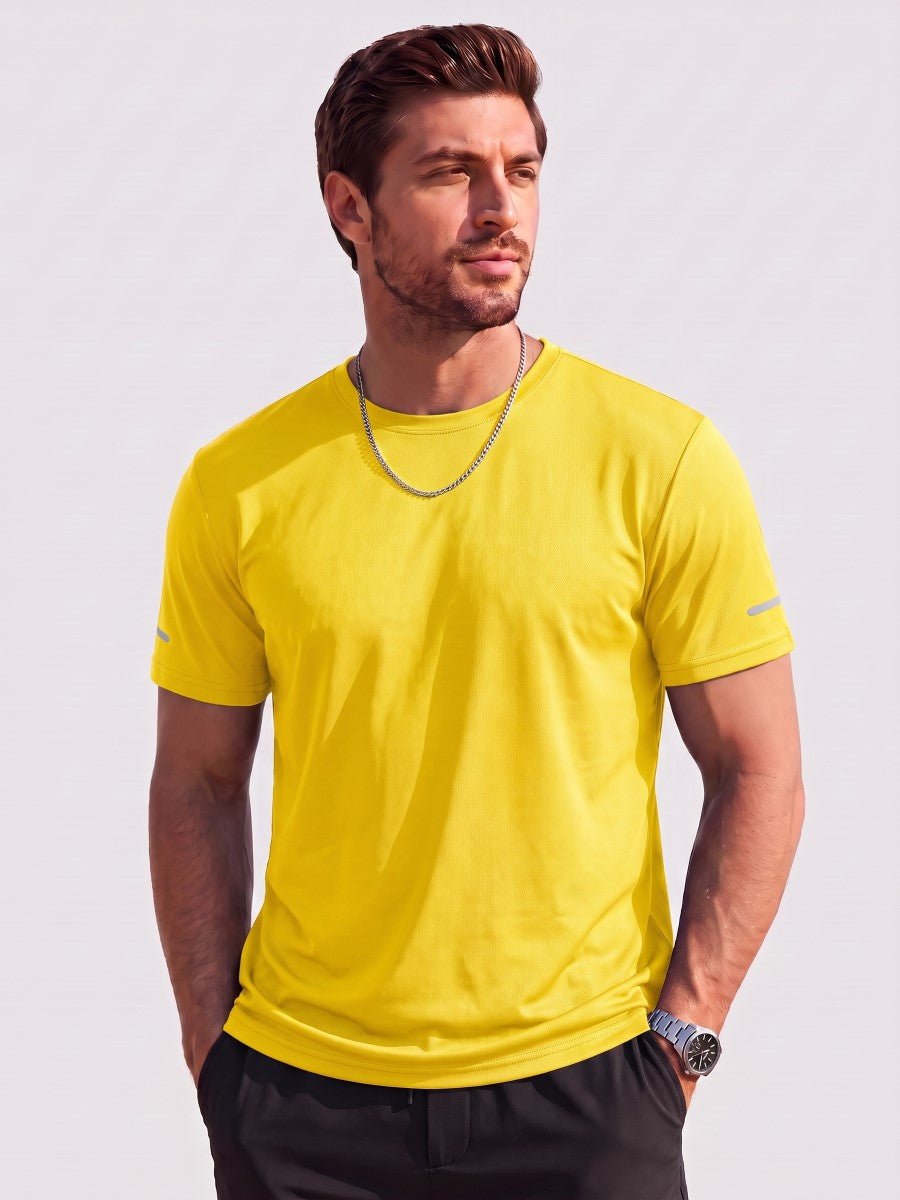 TACVASEN Yellow Men's UPF 50+ Quick-Drying Functional Sports Shirt
