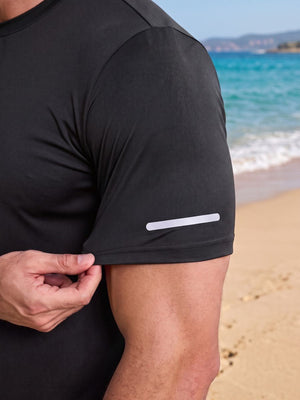 TACVASEN Black Men's UPF 50+ Quick-Drying Functional Sports Shirt