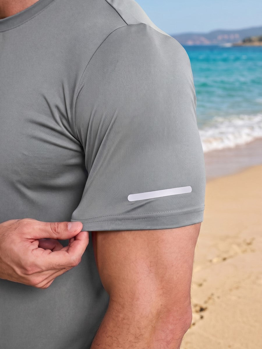 TACVASEN Light Grey Men's UPF 50+ Quick-Drying Functional Sports Shirt
