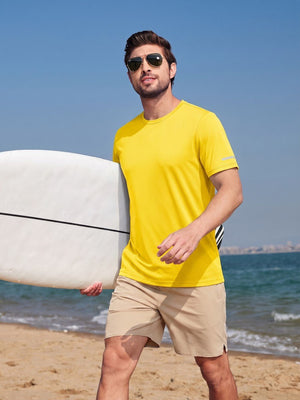 TACVASEN Yellow Men's UPF 50+ Quick-Drying Functional Sports Shirt