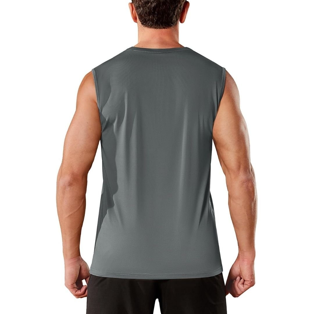 TACVASEN Dark Grey Men's Sleeveless Shirt Quick Dry UPF 50+ Gym Tank Top