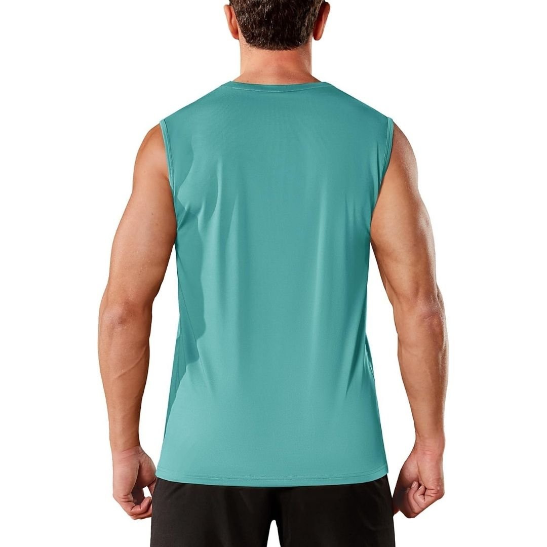TACVASEN Grey Green Men's Sleeveless Shirt Quick Dry UPF 50+ Gym Tank Top