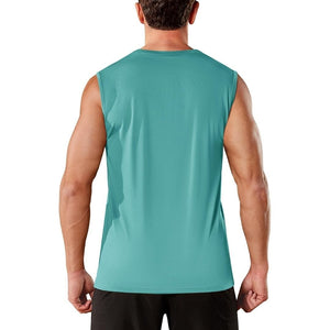 TACVASEN Grey Green Men's Sleeveless Shirt Quick Dry UPF 50+ Gym Tank Top