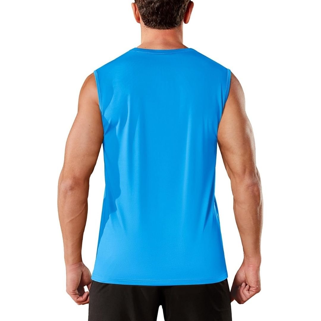 TACVASEN Azure Men's Sleeveless Shirt Quick Dry UPF 50+ Gym Tank Top