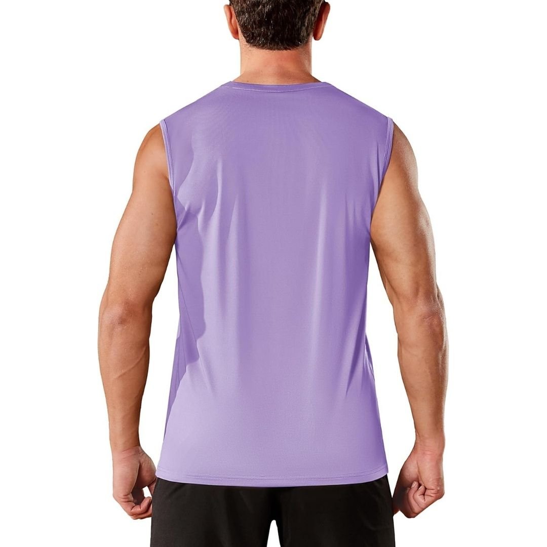 TACVASEN Light Purple Men's Sleeveless Shirt Quick Dry UPF 50+ Gym Tank Top