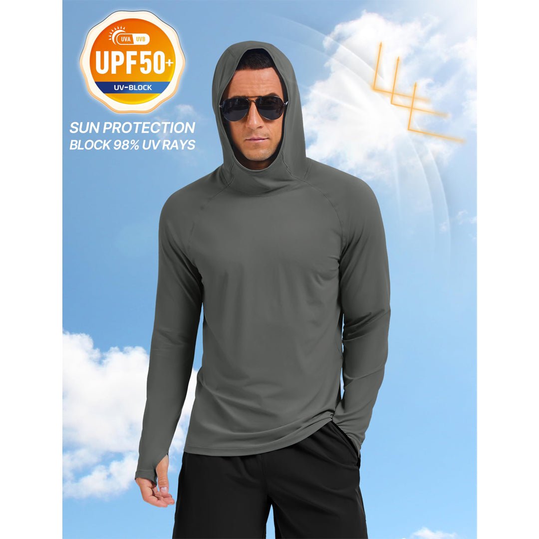 TACVASEN Azure Men's UPF 50+ Sun Hoodie Long Sleeve Quick Dry Rash Guard Shirt