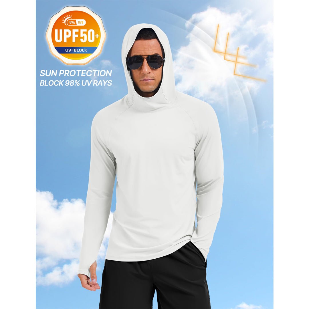 TACVASEN Azure Men's UPF 50+ Sun Hoodie Long Sleeve Quick Dry Rash Guard Shirt