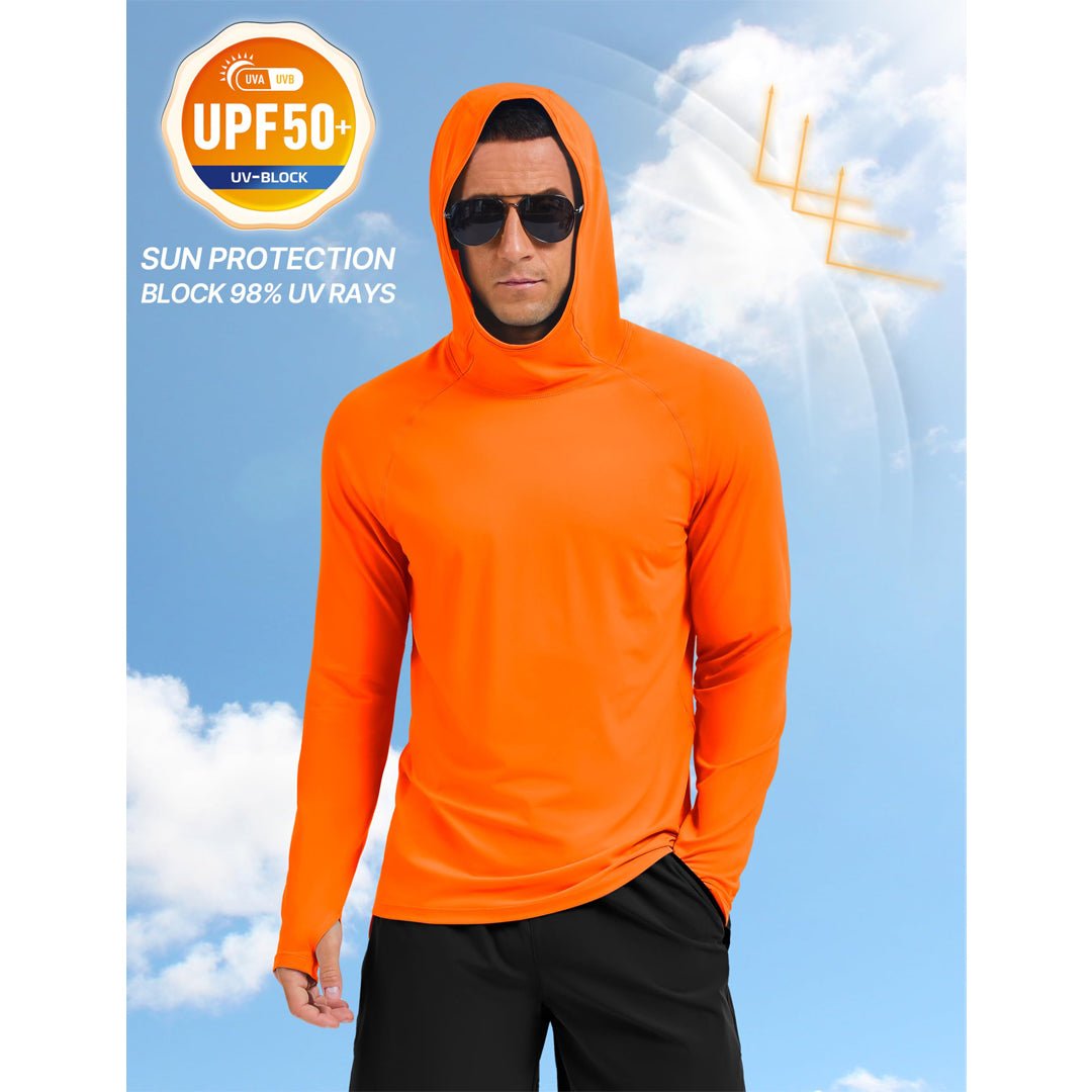 TACVASEN Azure Men's UPF 50+ Sun Hoodie Long Sleeve Quick Dry Rash Guard Shirt