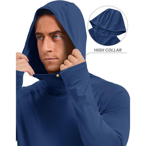TACVASEN Blue Grey Men's UPF 50+ Sun Hoodie Long Sleeve Quick Dry Rash Guard Shirt