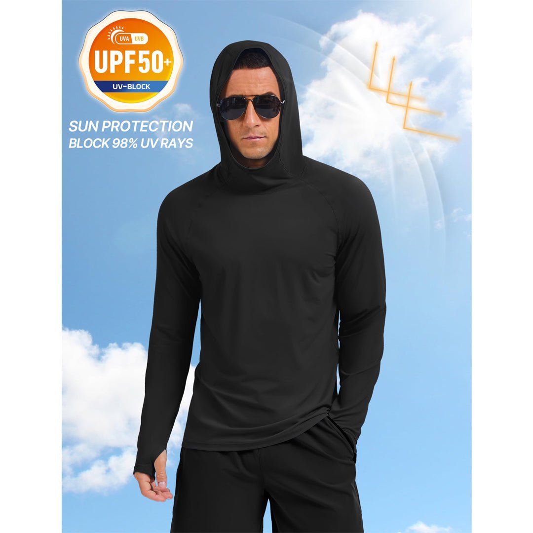 TACVASEN Azure Men's UPF 50+ Sun Hoodie Long Sleeve Quick Dry Rash Guard Shirt