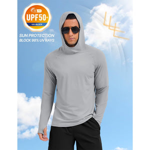 TACVASEN Azure Men's UPF 50+ Sun Hoodie Long Sleeve Quick Dry Rash Guard Shirt